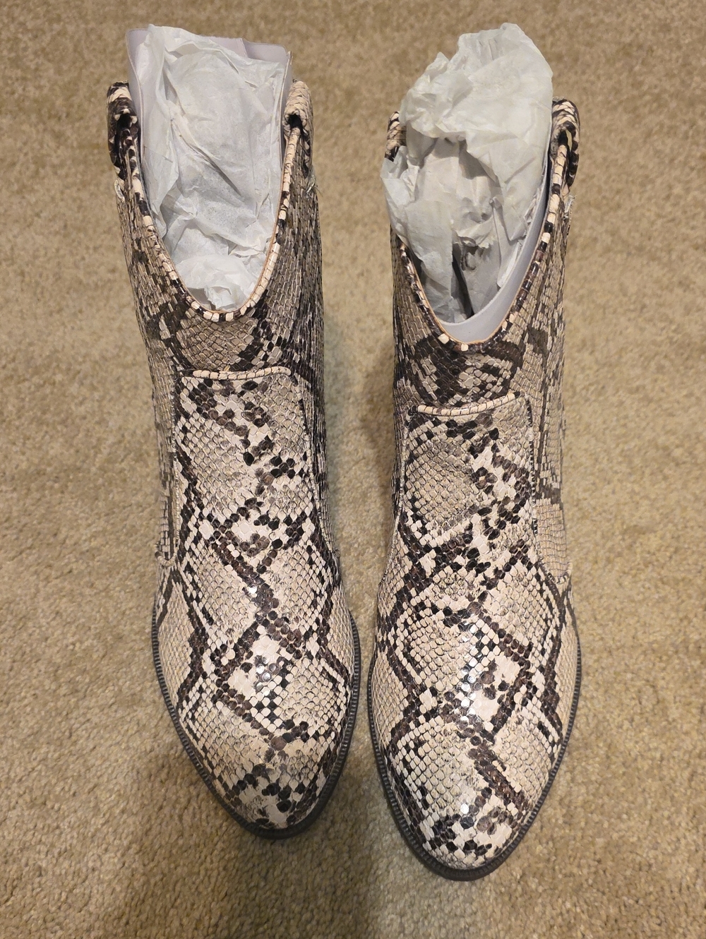 Style & Co. Snake-Print Ankle Boots in Beige and Brown